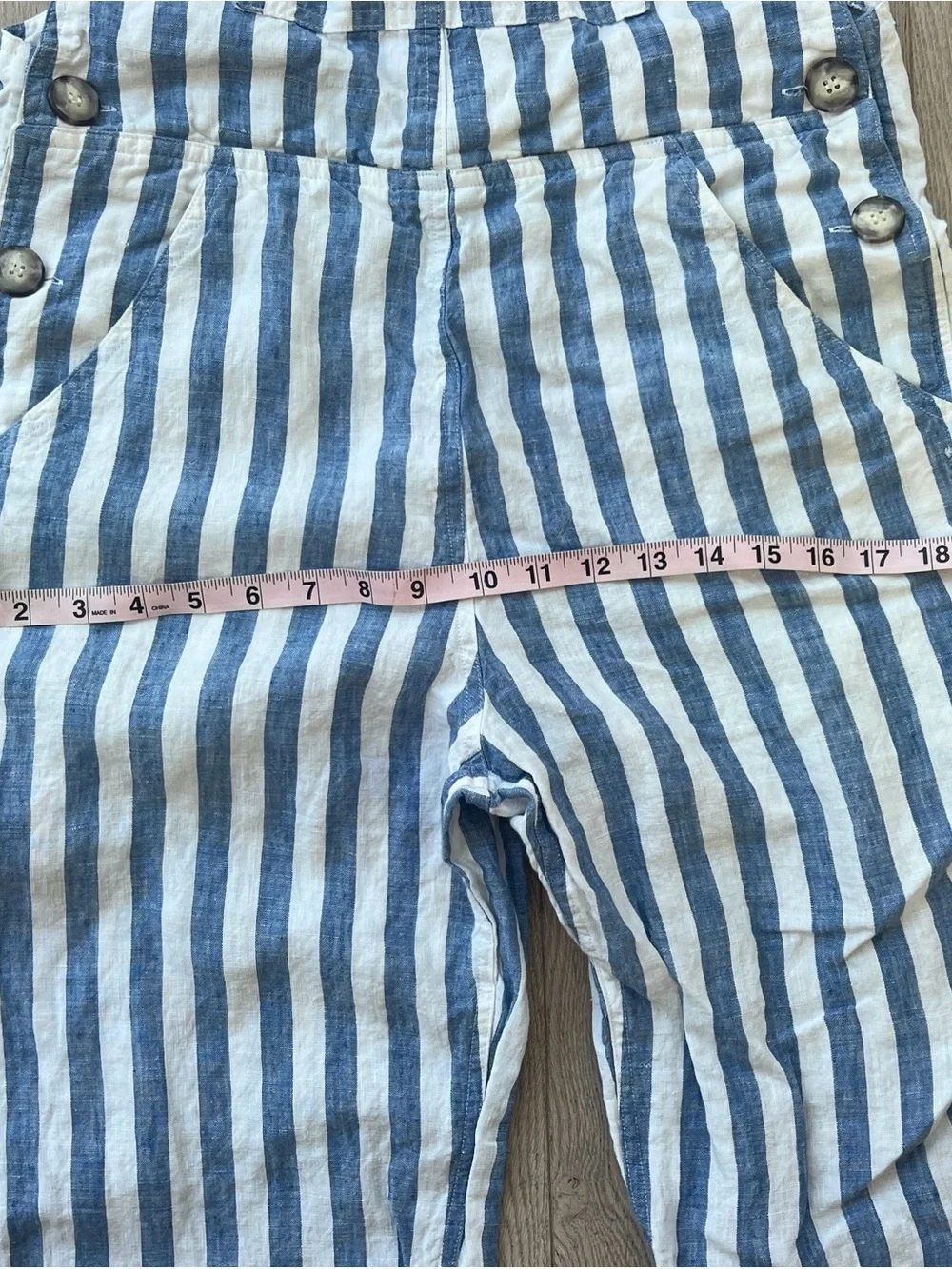 Reformation Women’s Size 2 Linen Striped Blue & White Overalls NWOT